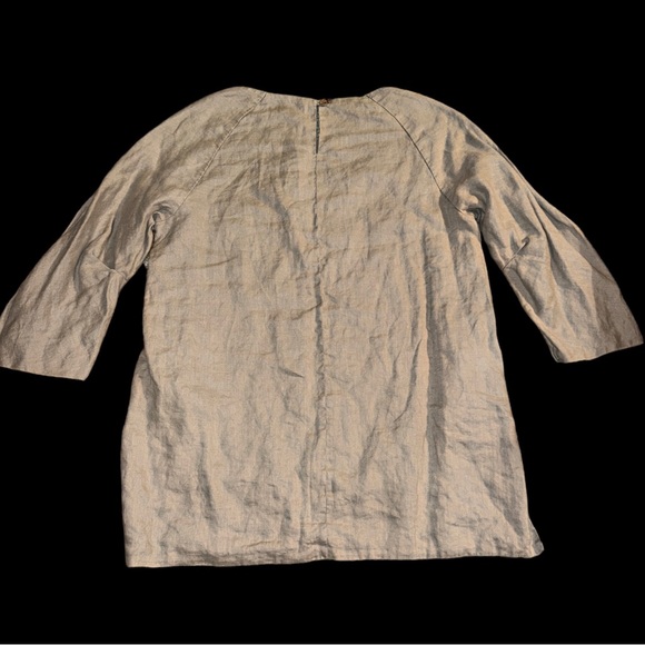 schrotter sacks taupe linen silk lined blouse size 2 - Picture 2 of 8